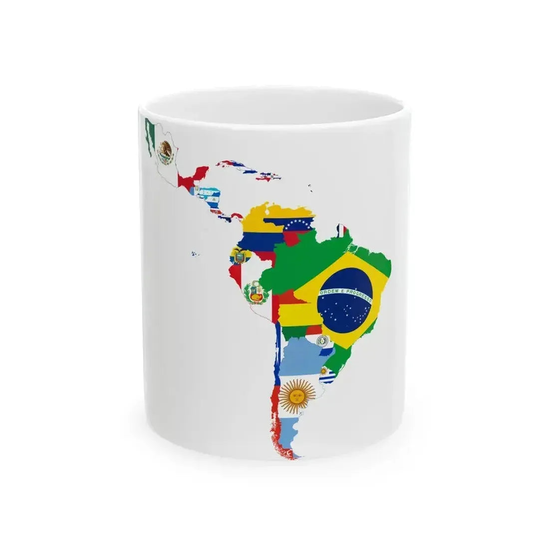 Flag map of Latin America (Costa Rica) White Coffee Mug 11oz - Go Mug Yourself
