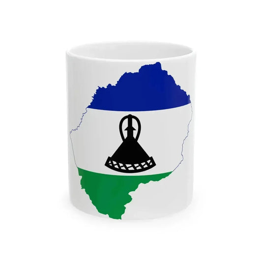 Flag map of Lesotho (Lesotho) White Coffee Mug 11oz - Go Mug Yourself