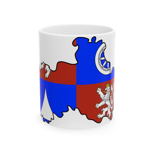 Flag-map of Liberec Region (Czech Republic) White Coffee Mug-11oz-Go Mug Yourself