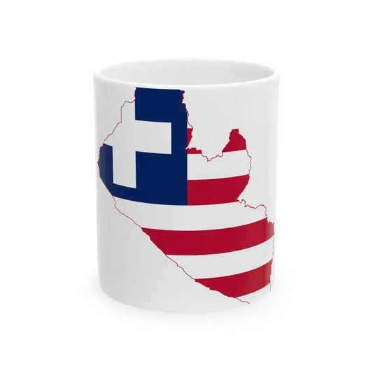 Flag map of Liberia 1827-1847 (Liberia) White Coffee Mug 11oz - Go Mug Yourself