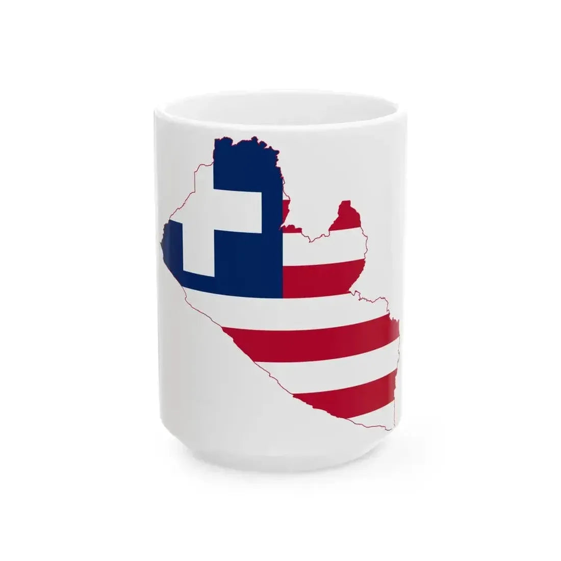 Flag map of Liberia 1827-1847 (Liberia) White Coffee Mug 15oz - Go Mug Yourself