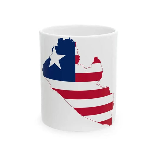 Flag map of Liberia (Liberia) White Coffee Mug 11oz - Go Mug Yourself