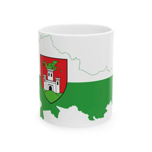 Flag-map of Ljubljana (Slovenia) White Coffee Mug 11oz - Go Mug Yourself