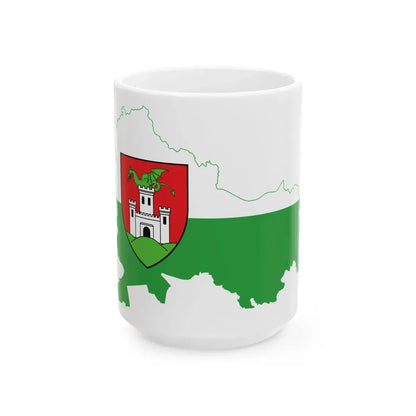 Flag-map of Ljubljana (Slovenia) White Coffee Mug 15oz - Go Mug Yourself
