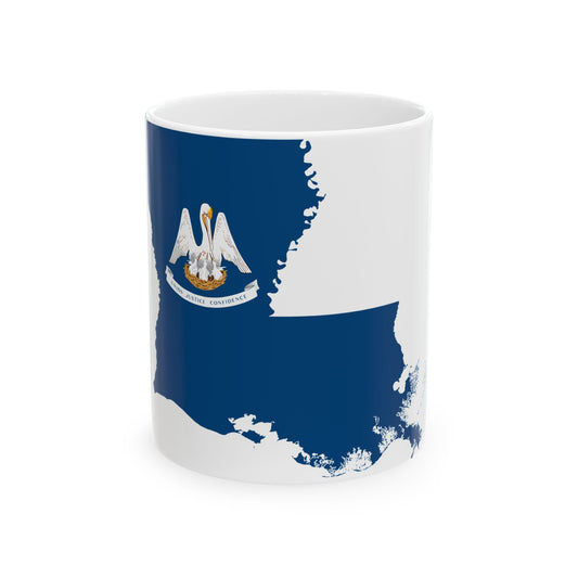 Flag-map of Louisiana (United States) White Coffee Mug-11oz-Go Mug Yourself