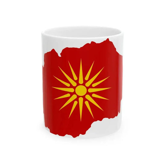 Flag map of Macedonia 1992-1995 (North Macedonia) White Coffee Mug 11oz - Go Mug Yourself