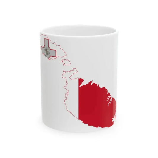 Flag map of Malta (Malta) White Coffee Mug 11oz - Go Mug Yourself