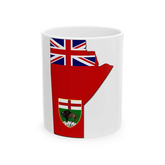 Flag-map of Manitoba (Canada) White Coffee Mug-11oz-Go Mug Yourself