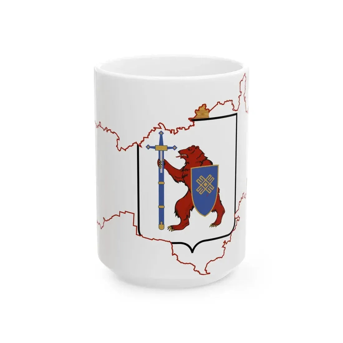 Flag-map of Mari El (Russia) White Coffee Mug 15oz - Go Mug Yourself
