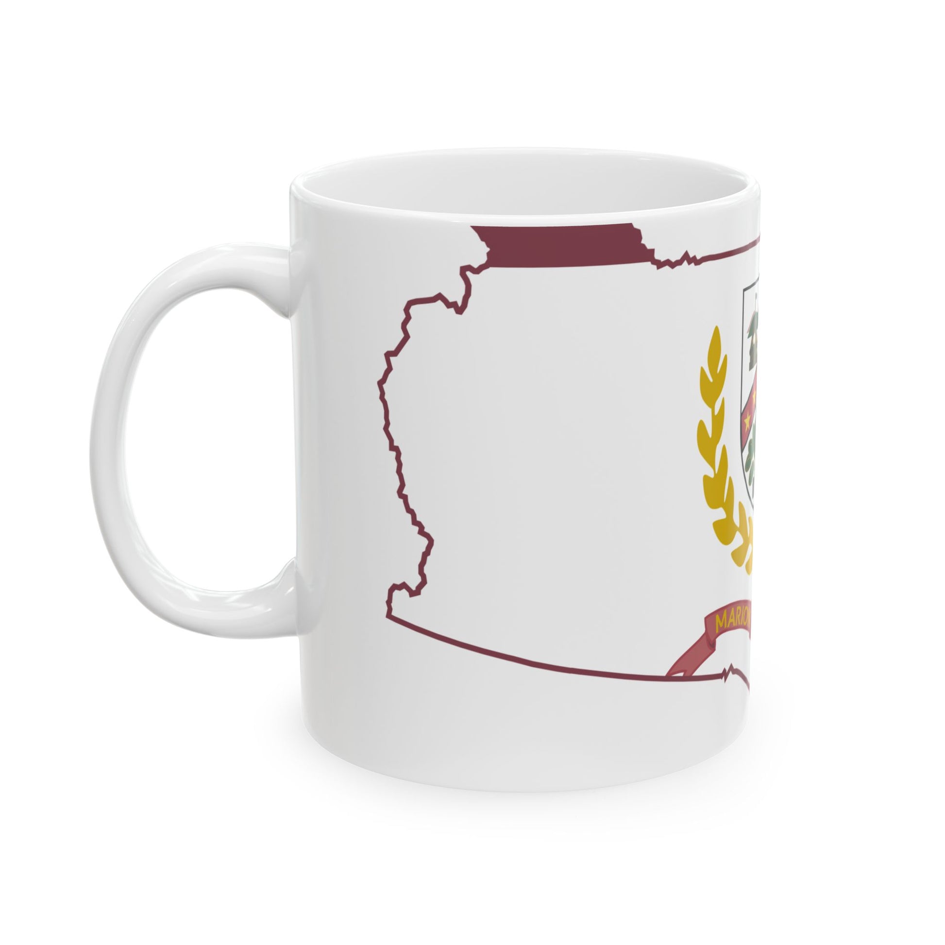 Flag map of Marion County West Virginia (United States) White Coffee Mug-Go Mug Yourself