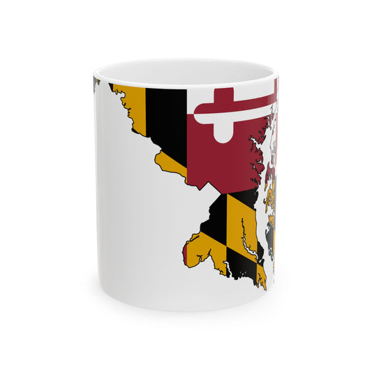 Flag-map of Maryland (United States) White Coffee Mug-11oz-Go Mug Yourself