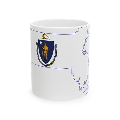 Flag-map of Massachusetts (United States) White Coffee Mug-11oz-Go Mug Yourself