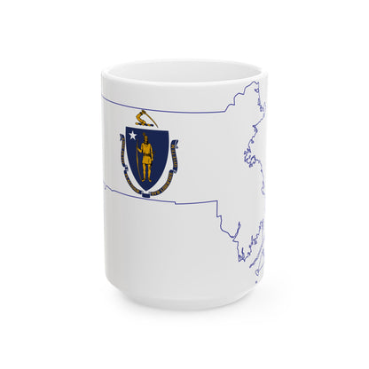 Flag-map of Massachusetts (United States) White Coffee Mug-15oz-Go Mug Yourself