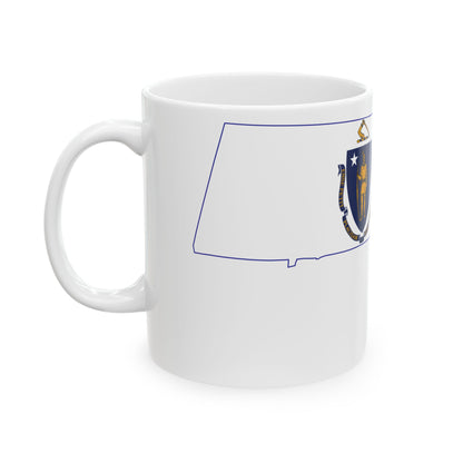 Flag-map of Massachusetts (United States) White Coffee Mug-Go Mug Yourself