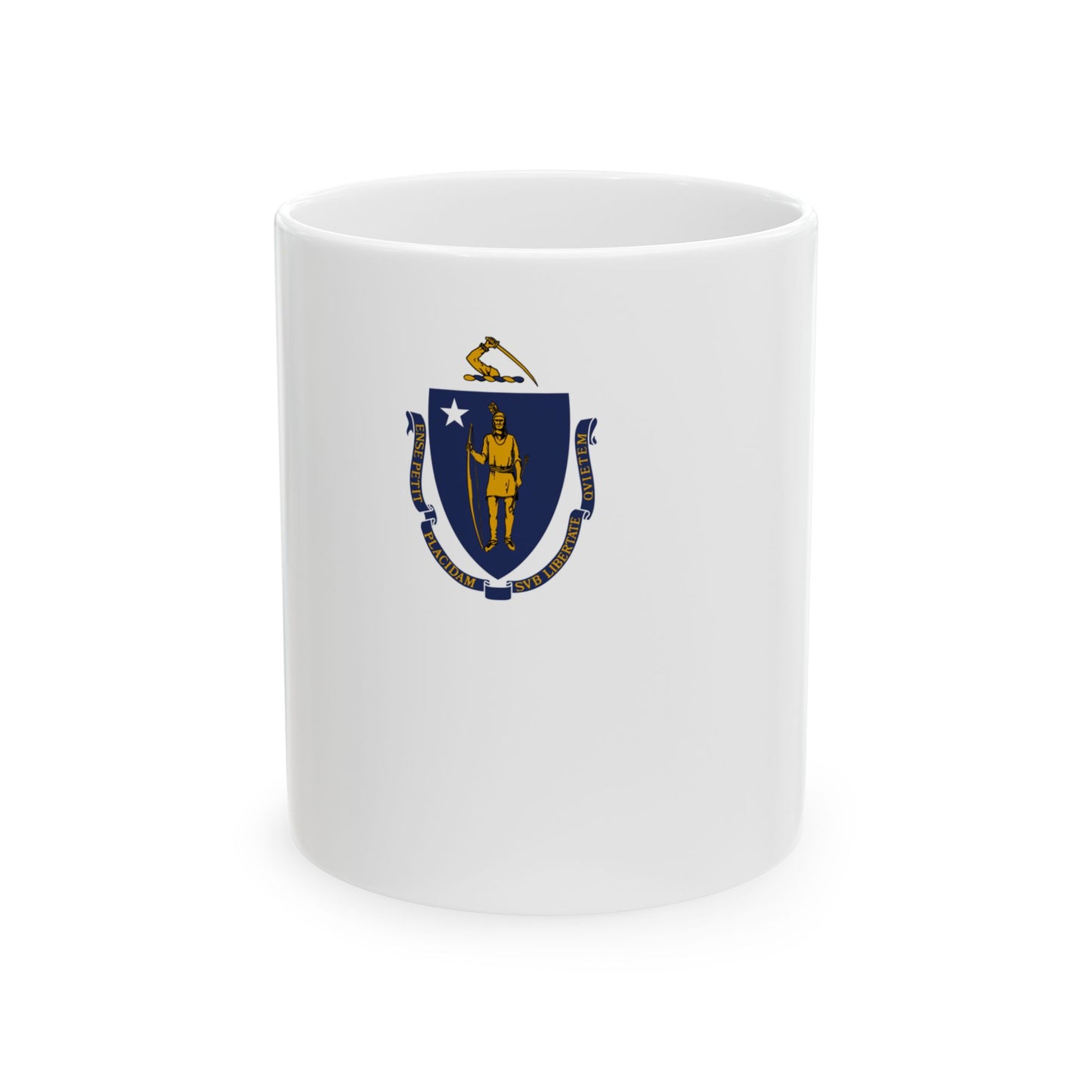 Flag-map of Massachusetts without outline (United States) White Coffee Mug-11oz-Go Mug Yourself