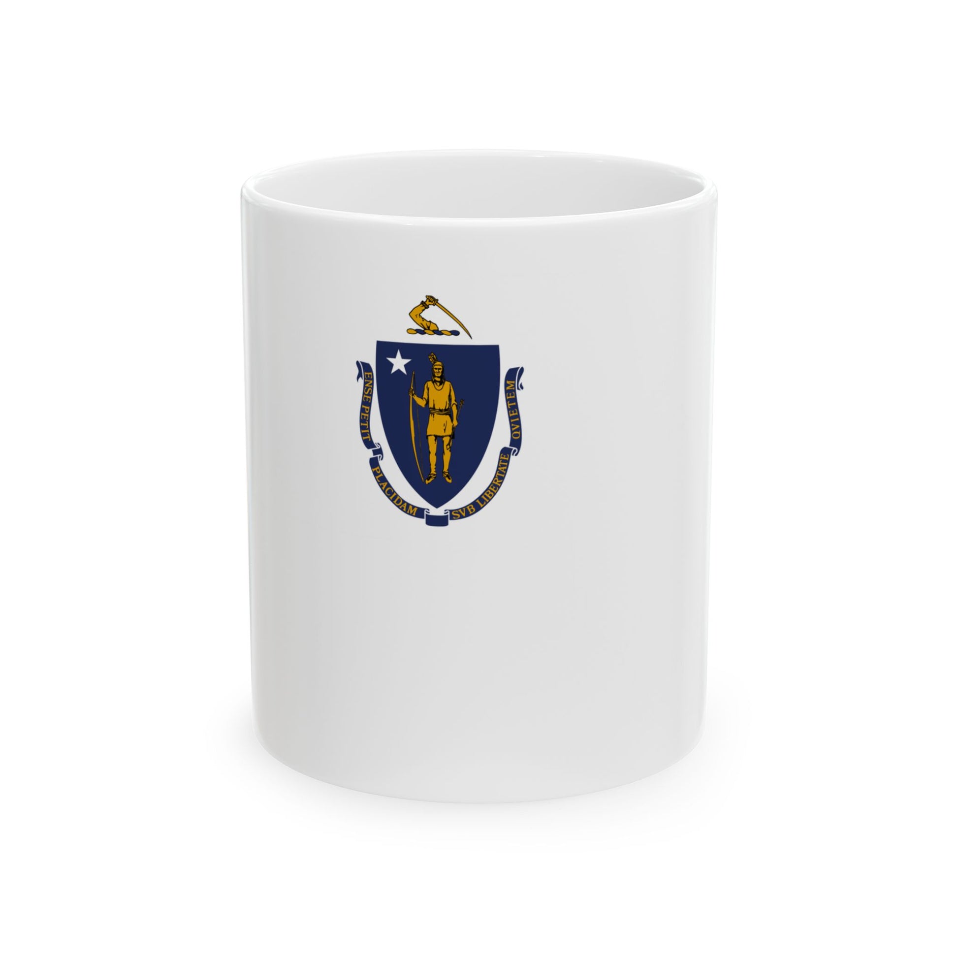 Flag-map of Massachusetts without outline (United States) White Coffee Mug-11oz-Go Mug Yourself