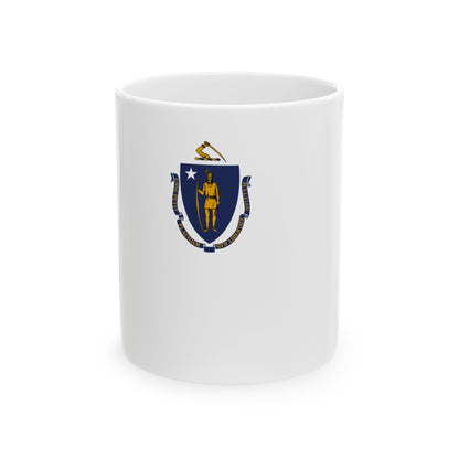 Flag-map of Massachusetts without outline (United States) White Coffee Mug-11oz-Go Mug Yourself