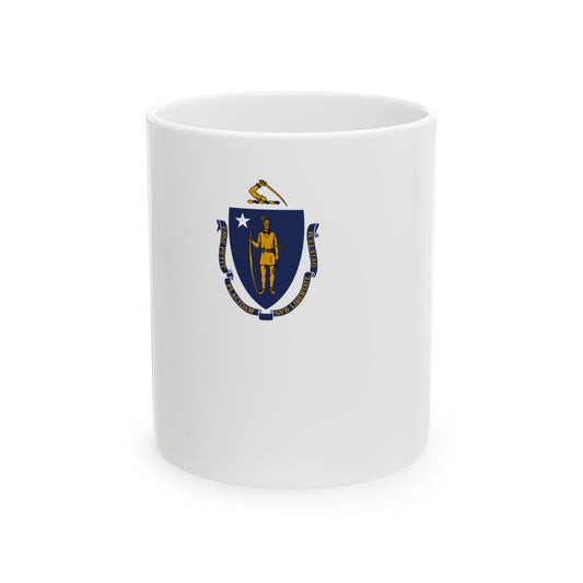 Flag-map of Massachusetts without outline (United States) White Coffee Mug-11oz-Go Mug Yourself