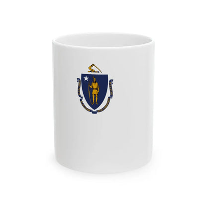 Flag-map of Massachusetts without outline (United States) White Coffee Mug 11oz - Go Mug Yourself