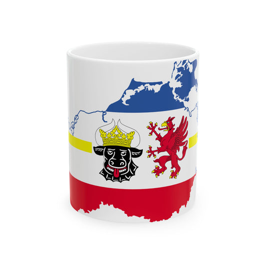 Flag map of MecklenburgVorpommern (Germany) White Coffee Mug-11oz-Go Mug Yourself