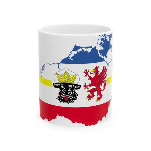 Flag map of MecklenburgVorpommern (Germany) White Coffee Mug 11oz - Go Mug Yourself