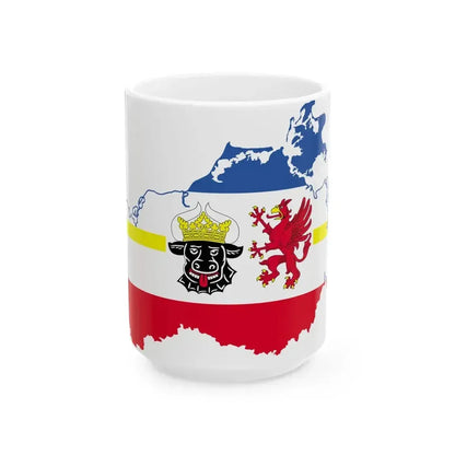 Flag map of MecklenburgVorpommern (Germany) White Coffee Mug 15oz - Go Mug Yourself