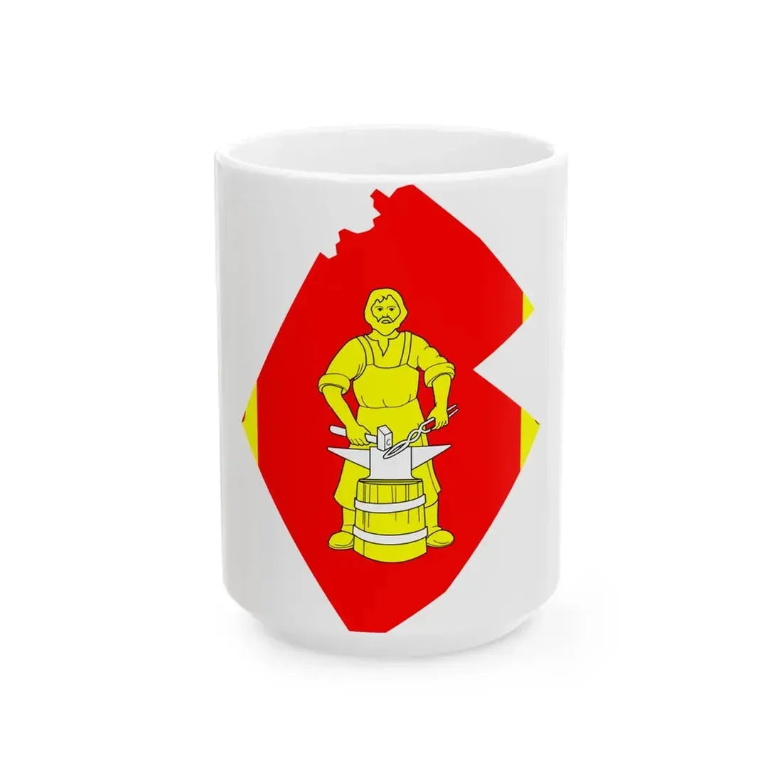 Flag-map of Melallostroy (Russia) White Coffee Mug 15oz - Go Mug Yourself