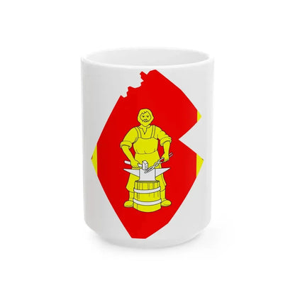 Flag-map of Melallostroy (Russia) White Coffee Mug 15oz - Go Mug Yourself