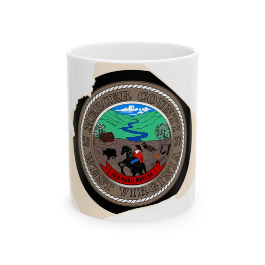 Flag map of Mercer County West Virginia (United States) White Coffee Mug-11oz-Go Mug Yourself