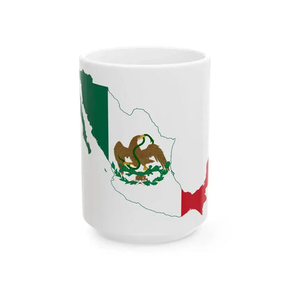 Flag-map of Mexico 1848-1853 (Mexico) White Coffee Mug 15oz - Go Mug Yourself
