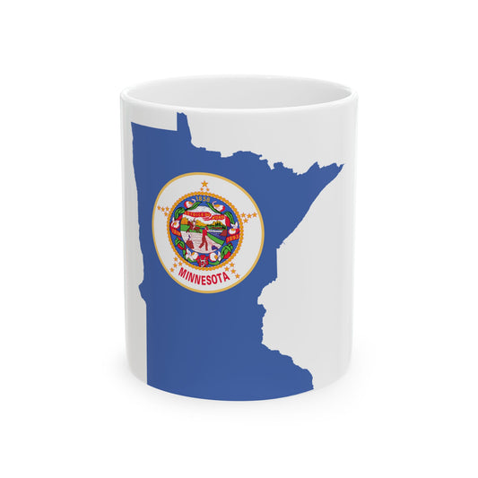 Flag-map of Minnesota alternative version (United States) White Coffee Mug-11oz-Go Mug Yourself
