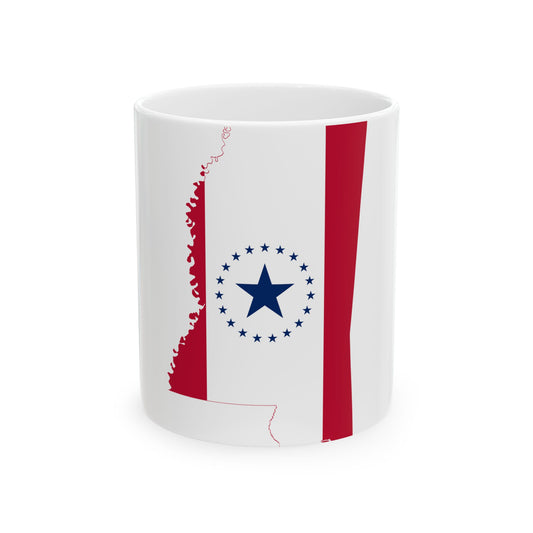 Flag map of Mississippi Hospitality Flag (United States) White Coffee Mug-11oz-Go Mug Yourself