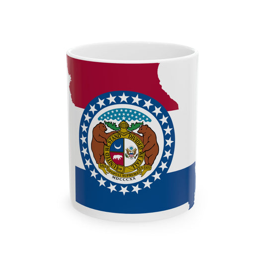 Flag-map of Missouri (United States) White Coffee Mug-11oz-Go Mug Yourself