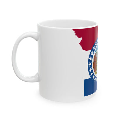 Flag-map of Missouri (United States) White Coffee Mug-Go Mug Yourself