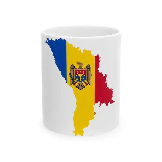 Flag map of Moldova (Moldova) White Coffee Mug 11oz - Go Mug Yourself