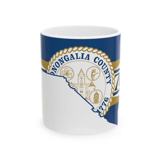 Flag map of Monongalia County West Virginia (United States) White Coffee Mug-11oz-Go Mug Yourself