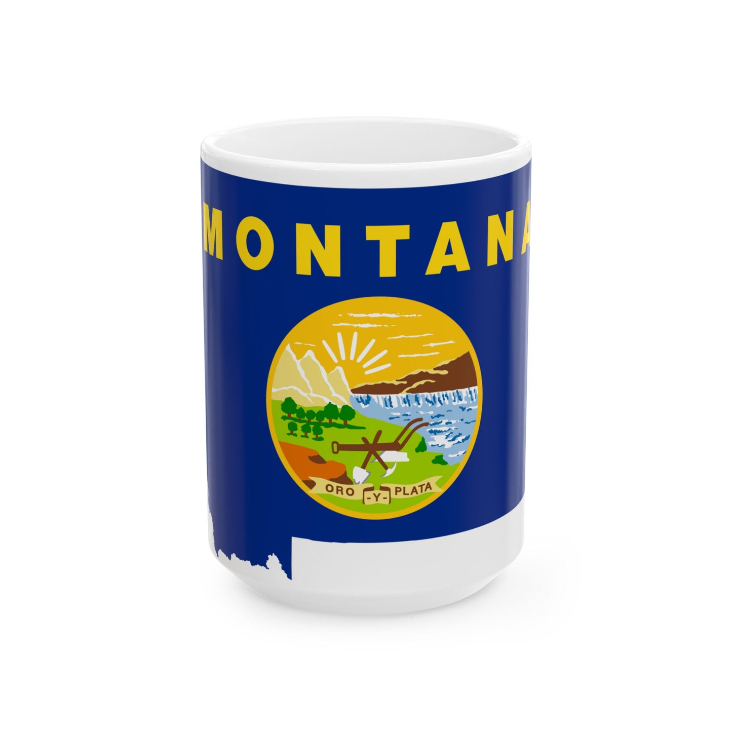 Flag-map of Montana (United States) White Coffee Mug-15oz-Go Mug Yourself