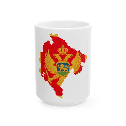 Flag map of Montenegro (Montenegro) White Coffee Mug 15oz - Go Mug Yourself