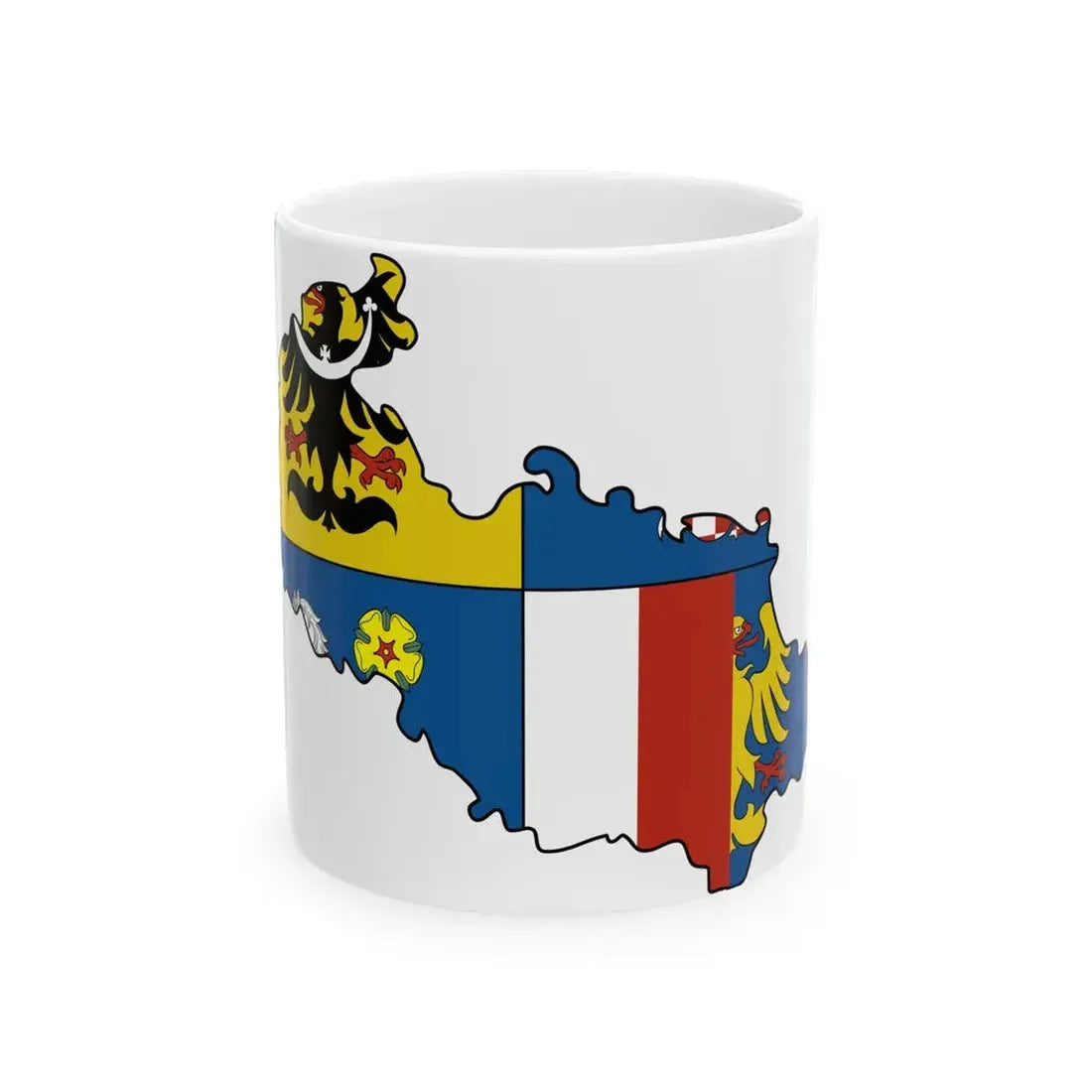 Flag-map of Moravian-Silesian Region (Czech Republic) White Coffee Mug 11oz - Go Mug Yourself