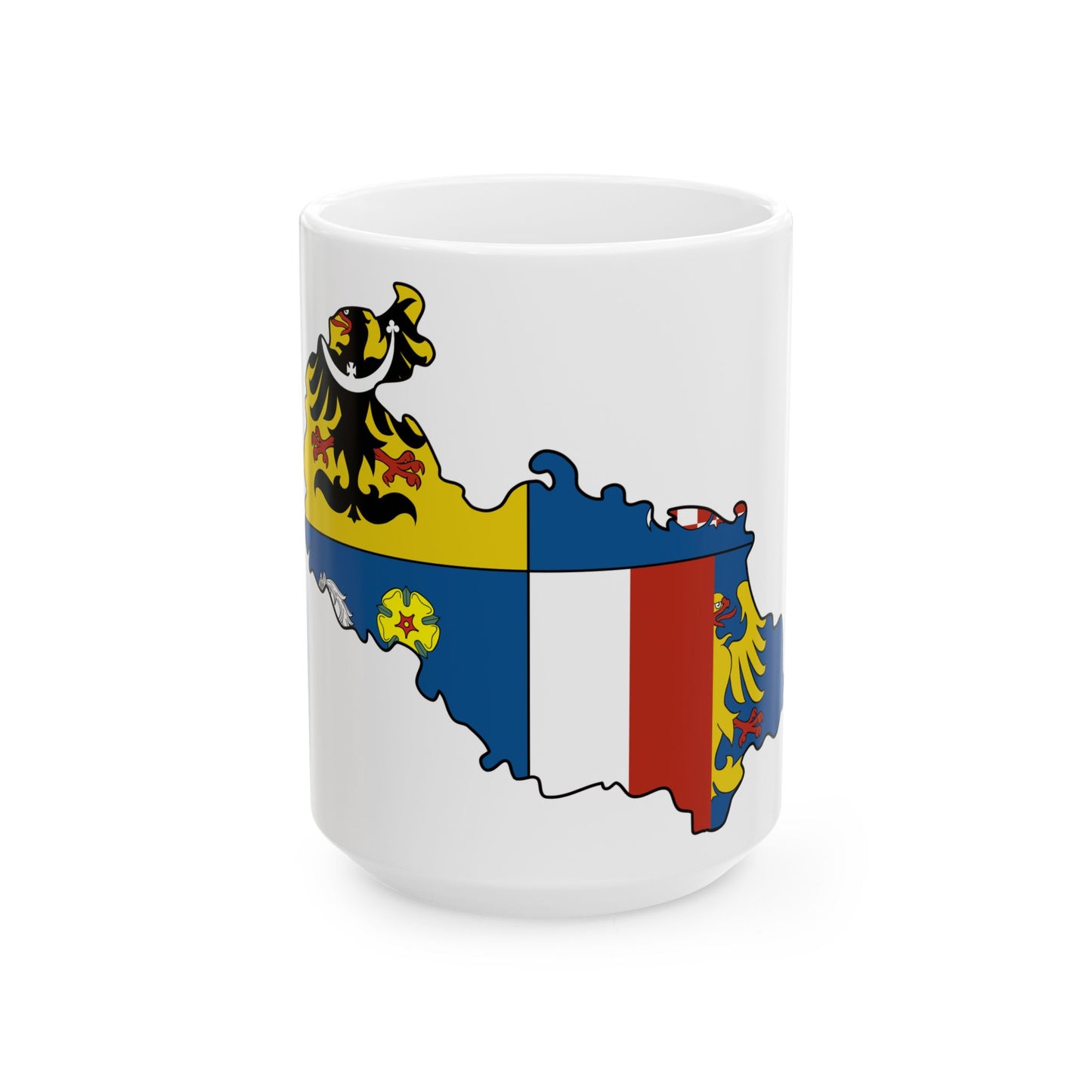 Flag-map of Moravian-Silesian Region (Czech Republic) White Coffee Mug-15oz-Go Mug Yourself