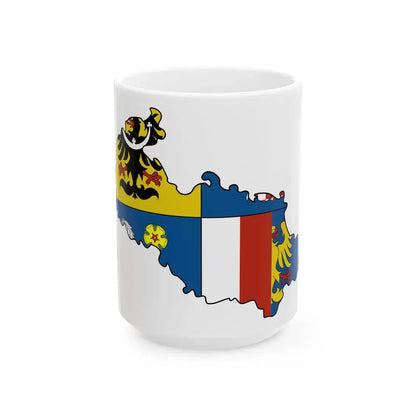 Flag-map of Moravian-Silesian Region (Czech Republic) White Coffee Mug 15oz - Go Mug Yourself
