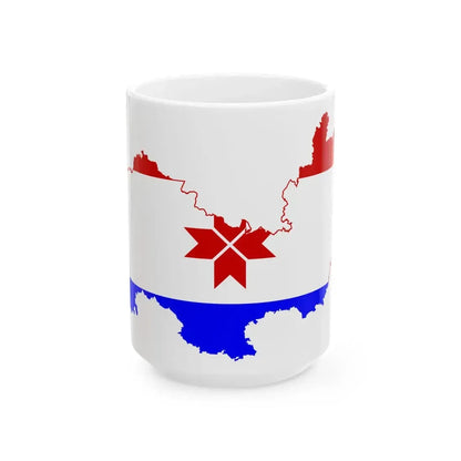 Flag-map of Mordovia (Russia) White Coffee Mug 15oz - Go Mug Yourself