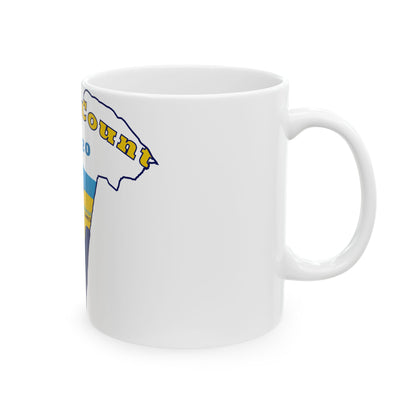 Flag map of Morgan County West Virginia (United States) White Coffee Mug-Go Mug Yourself