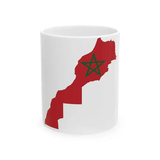 Flag Map of Morocco bordered (Morocco) White Coffee Mug 11oz - Go Mug Yourself