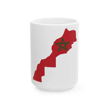 Flag Map of Morocco bordered (Morocco) White Coffee Mug 15oz - Go Mug Yourself