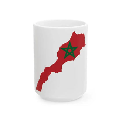 Flag map of Morocco de facto (Morocco) White Coffee Mug 15oz - Go Mug Yourself