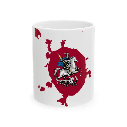 Flag-map of Moscow 2011-2012 (Russia) White Coffee Mug 11oz - Go Mug Yourself