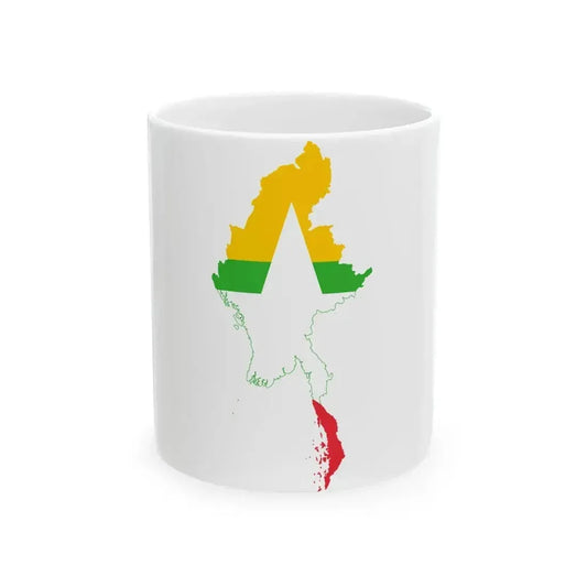 Flag map of Myanmar (Myanmar) White Coffee Mug 11oz - Go Mug Yourself