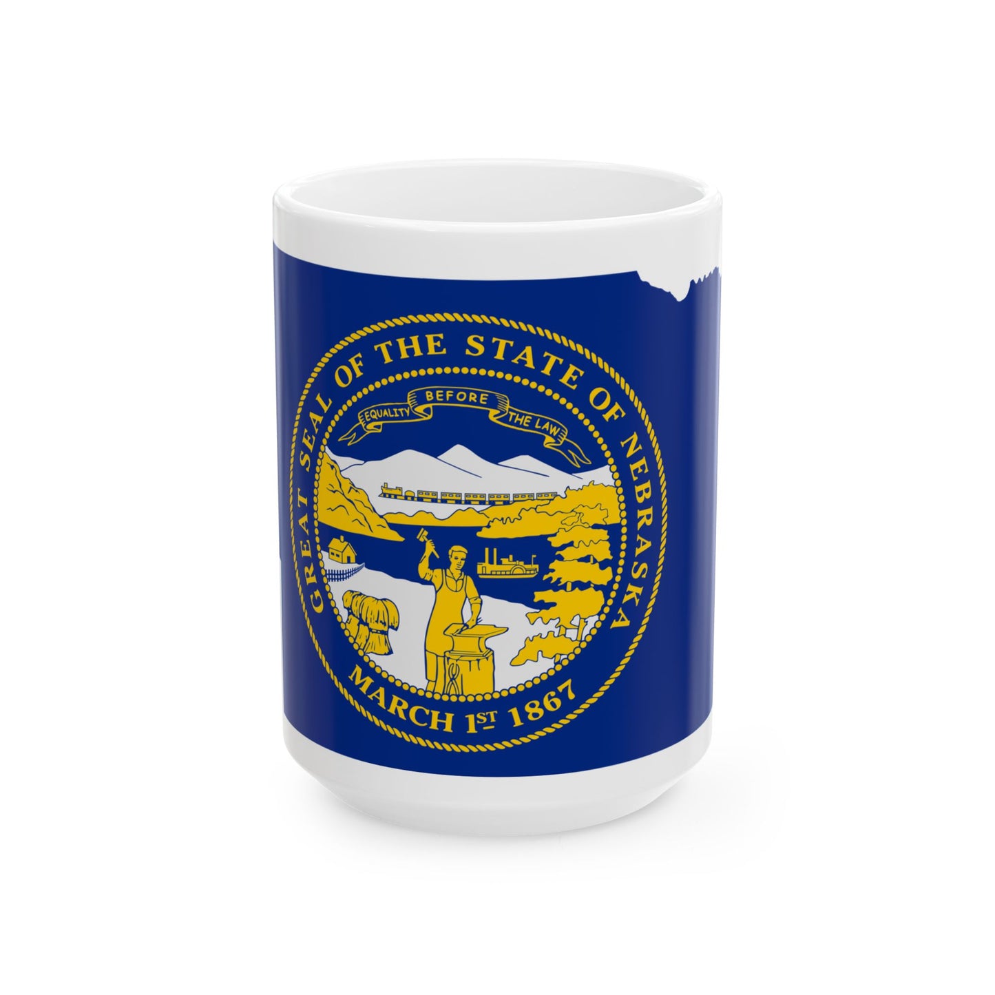 Flag-map of Nebraska (United States) White Coffee Mug-15oz-Go Mug Yourself