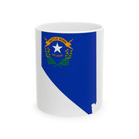 Flag-map of Nevada (United States) White Coffee Mug-11oz-Go Mug Yourself